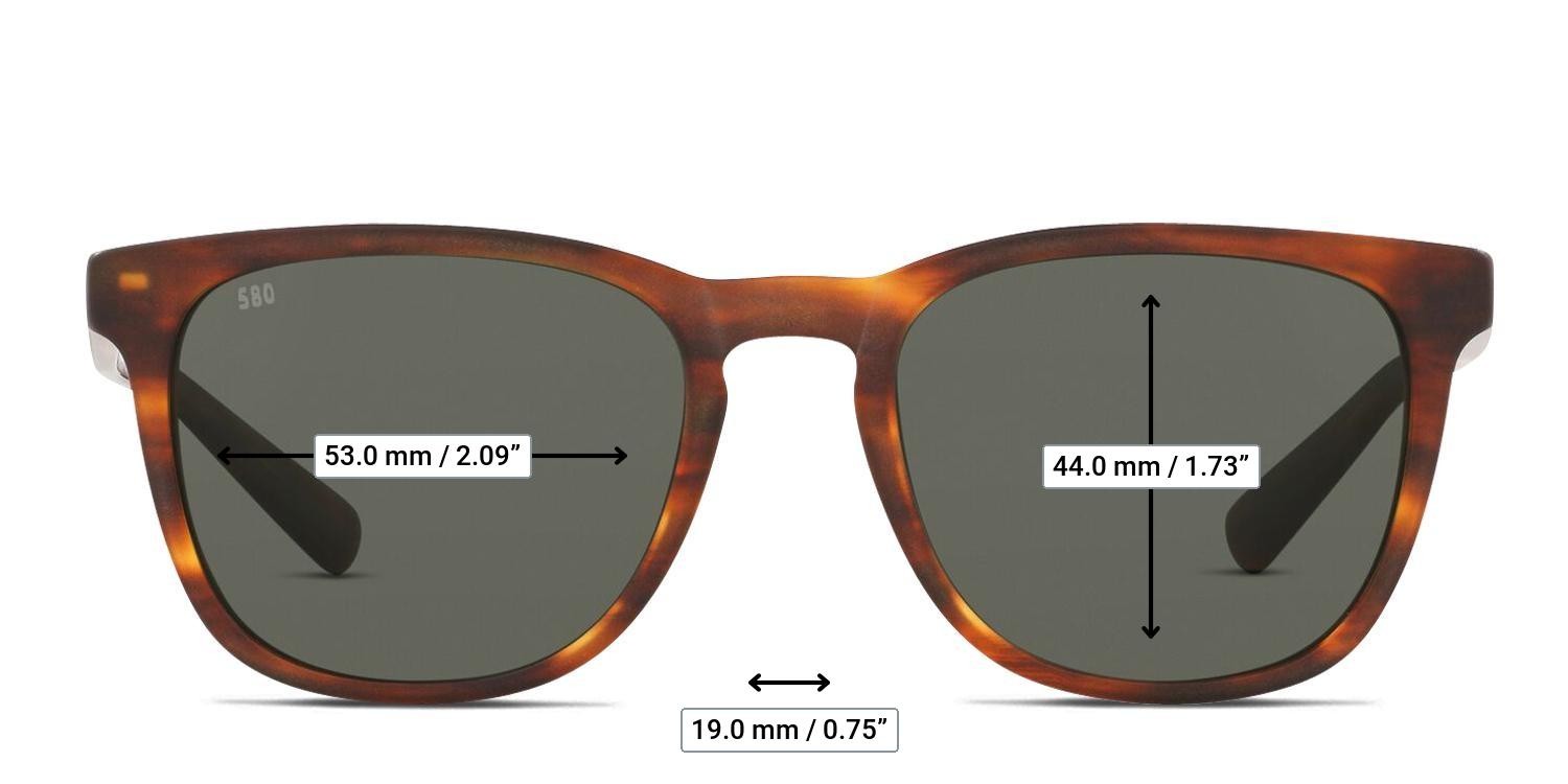 Costa Del Mar 6S2002 Sullivan Tortoise glasses - Measurements