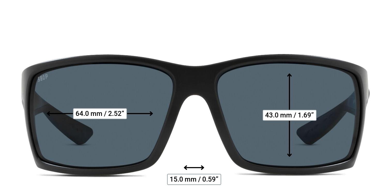 Costa Del Mar Reefton Black glasses - Measurements