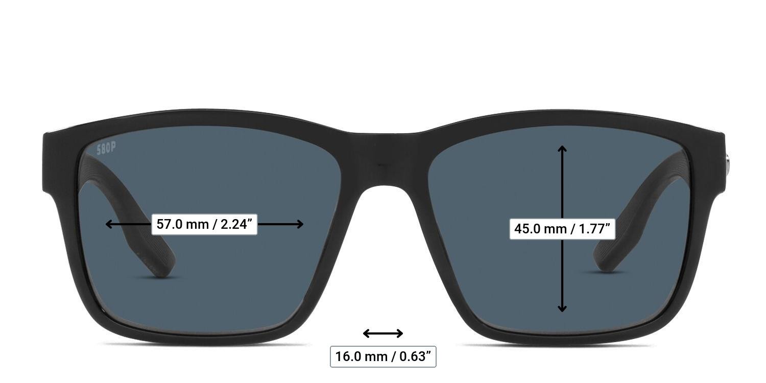 Costa Del Mar 06S9049 Paunch Shiny Black glasses - Measurements