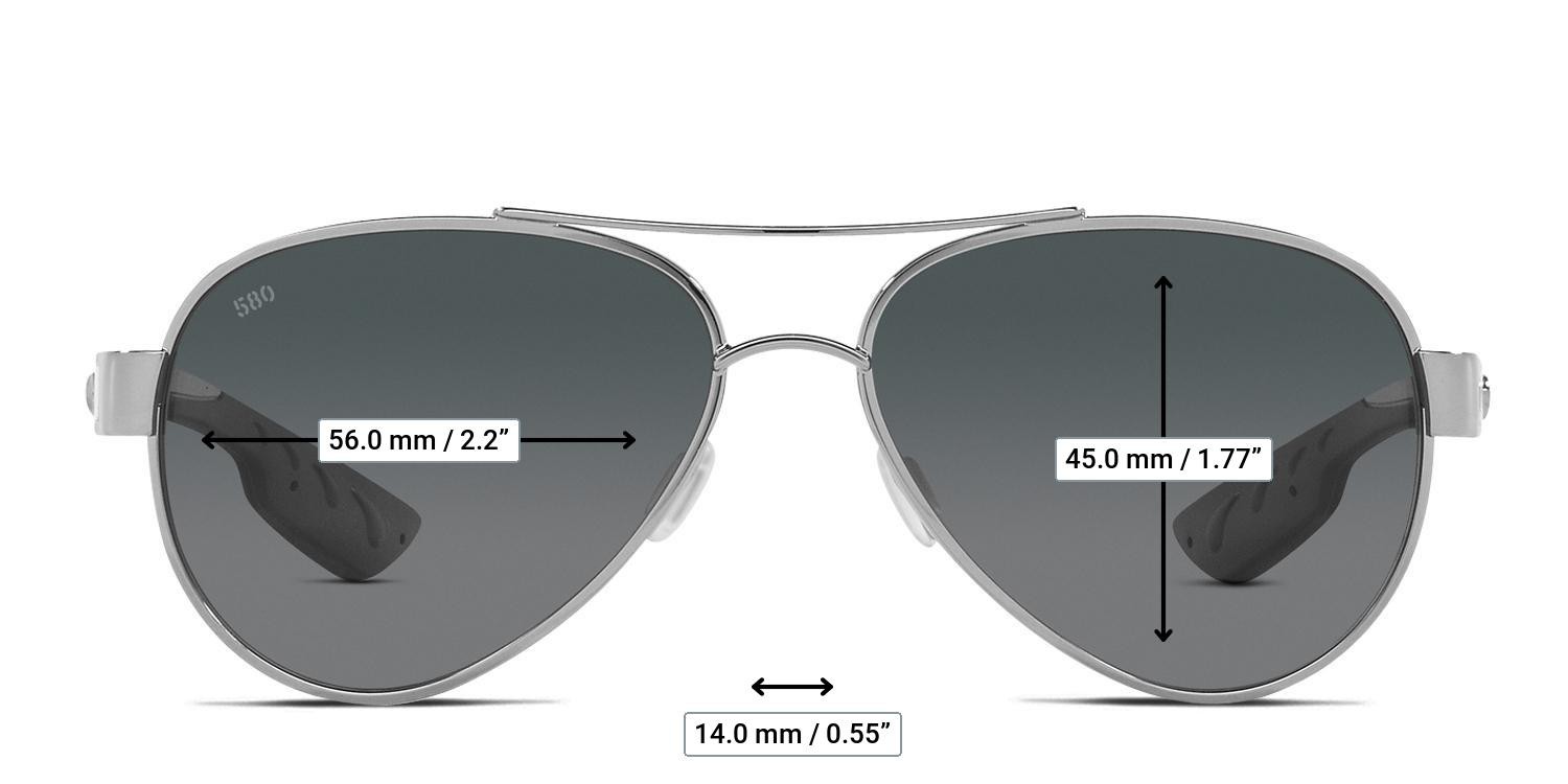Costa Del Mar 06S4006 Loreto Silver glasses - Measurements