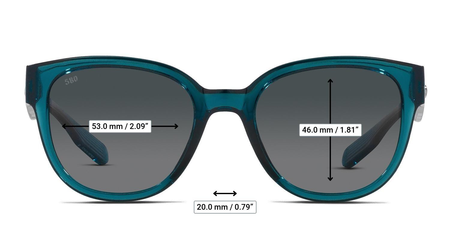 Costa Del Mar 06S9051 Salina Green, Clear glasses - Measurements