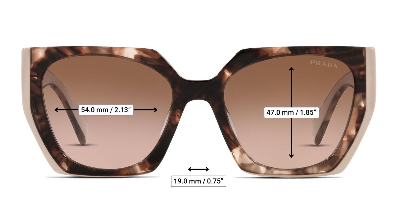 Prada PR 15WS Tortoise, Pink glasses - Measurements