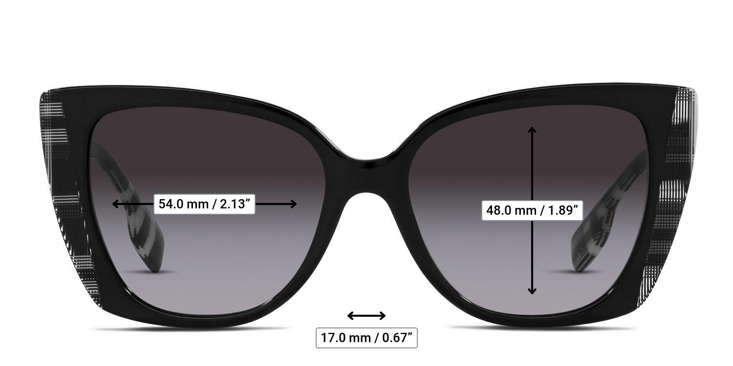 Burberry BE4393 Meryl Shiny Black, White glasses - Measurements
