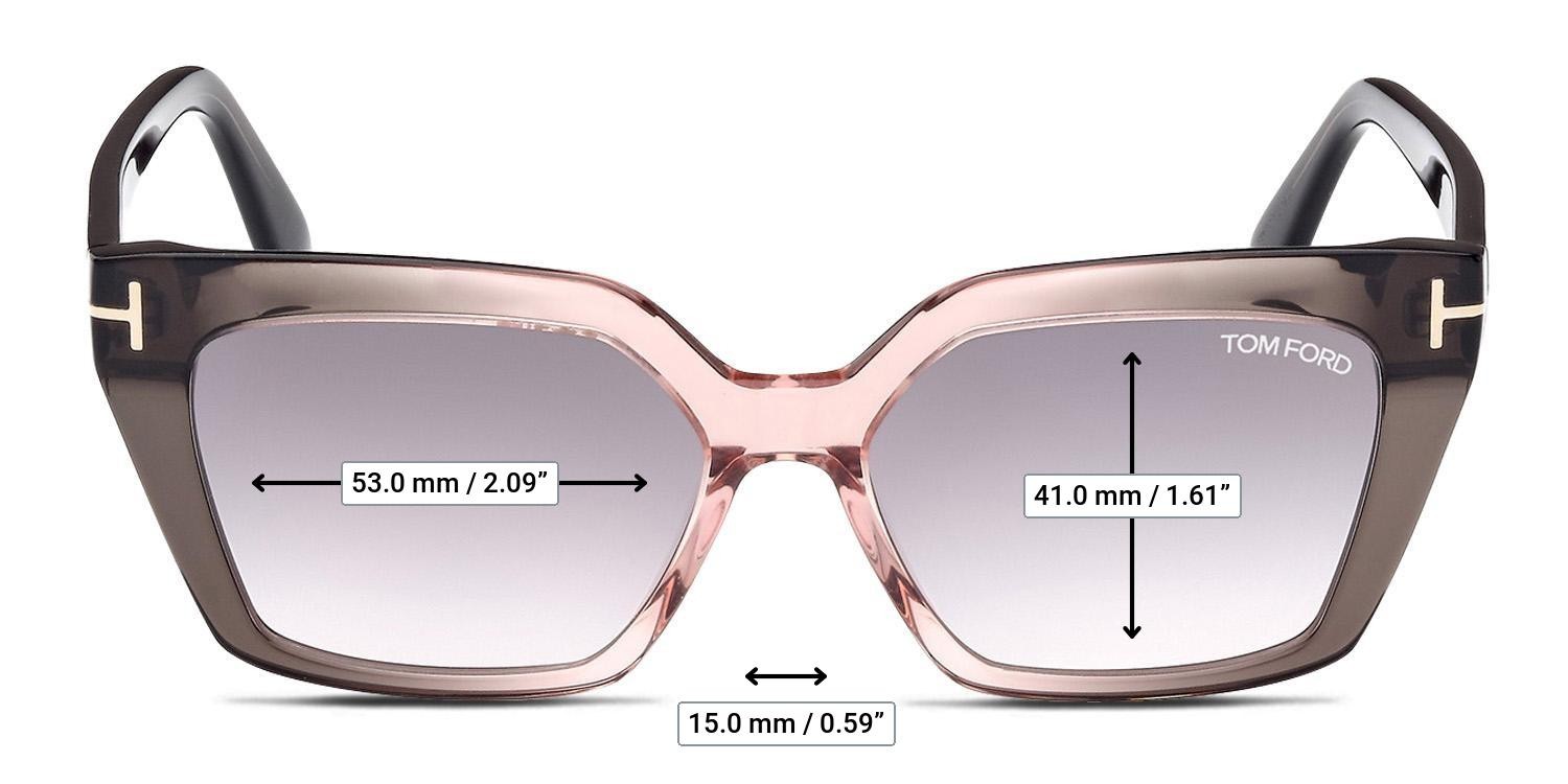 Tom Ford TF1030 Winona Gray, Pink glasses - Measurements