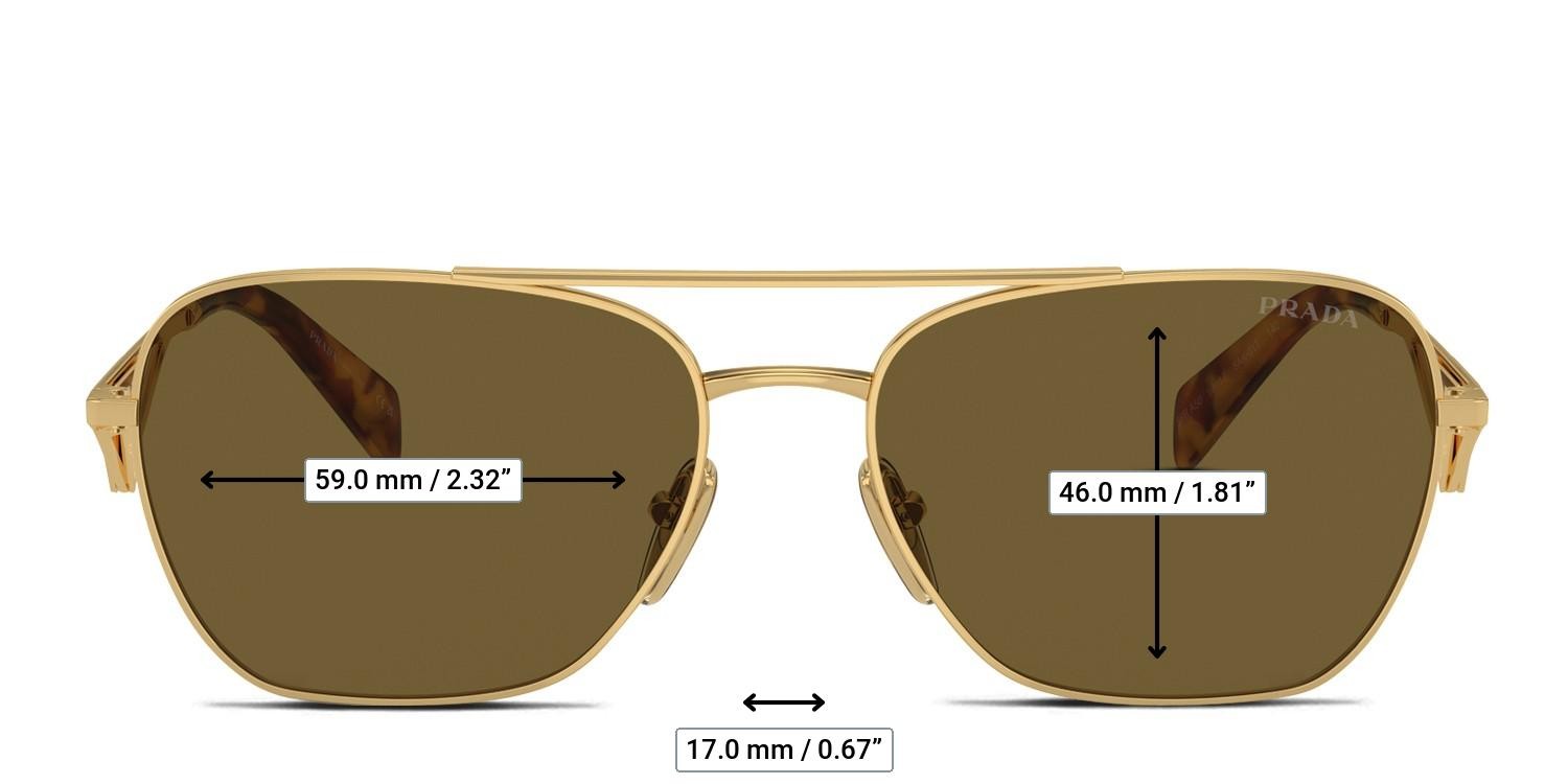 Prada PRA50S Gold, Brown glasses - Measurements