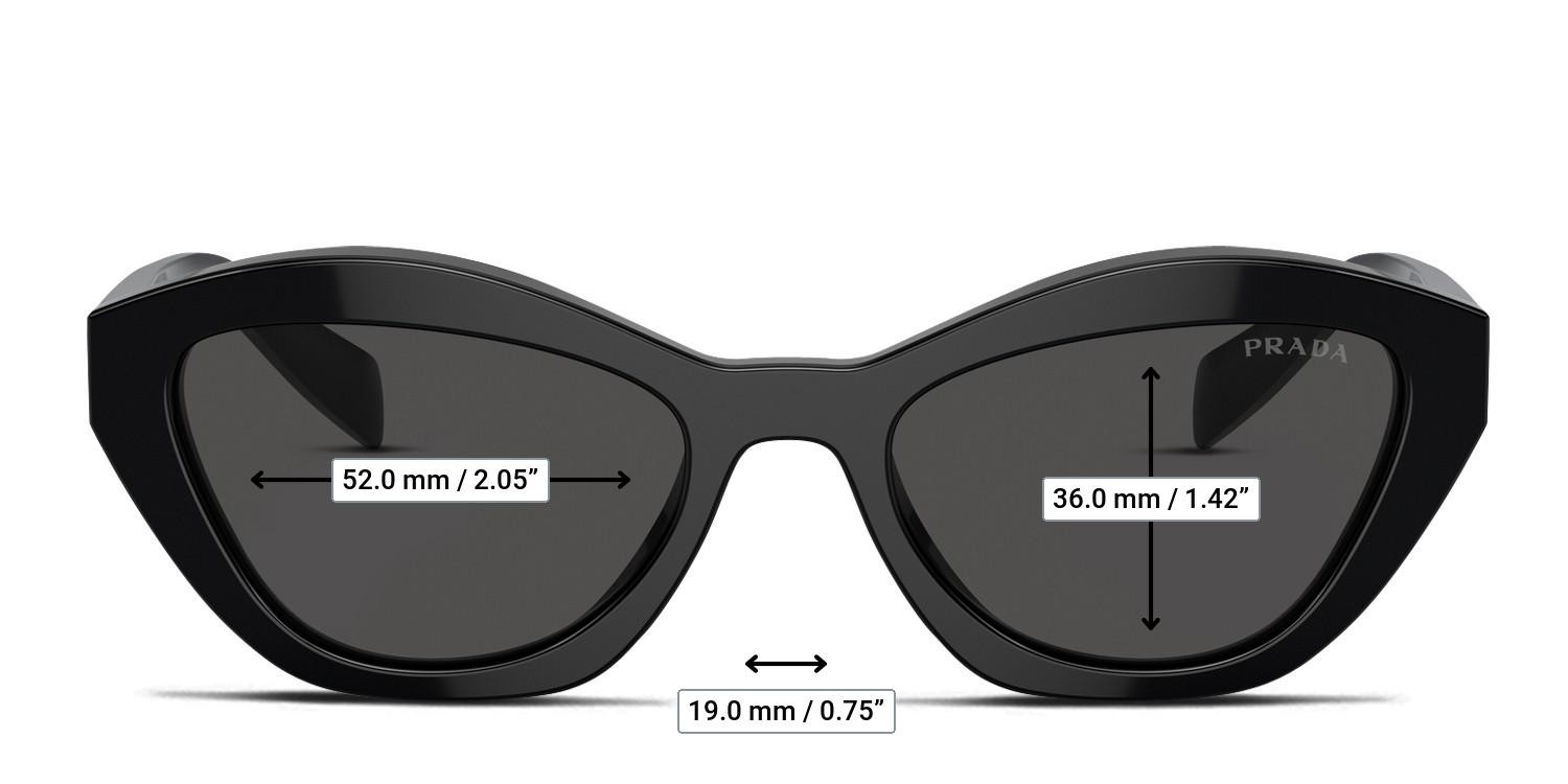 Prada PRA02S Black, Gray glasses - Measurements