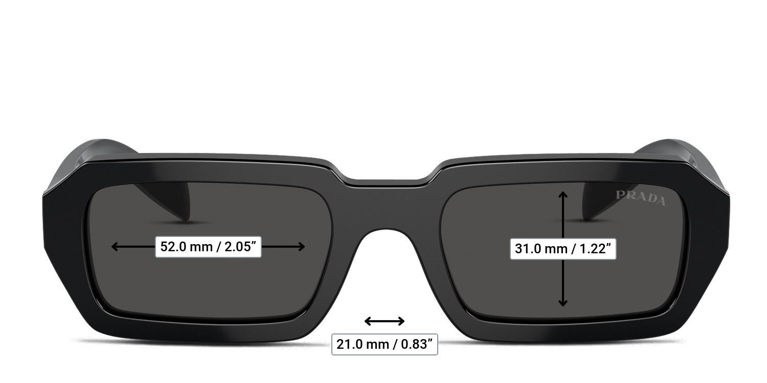 Prada PRA12S Black, Gray glasses - Measurements