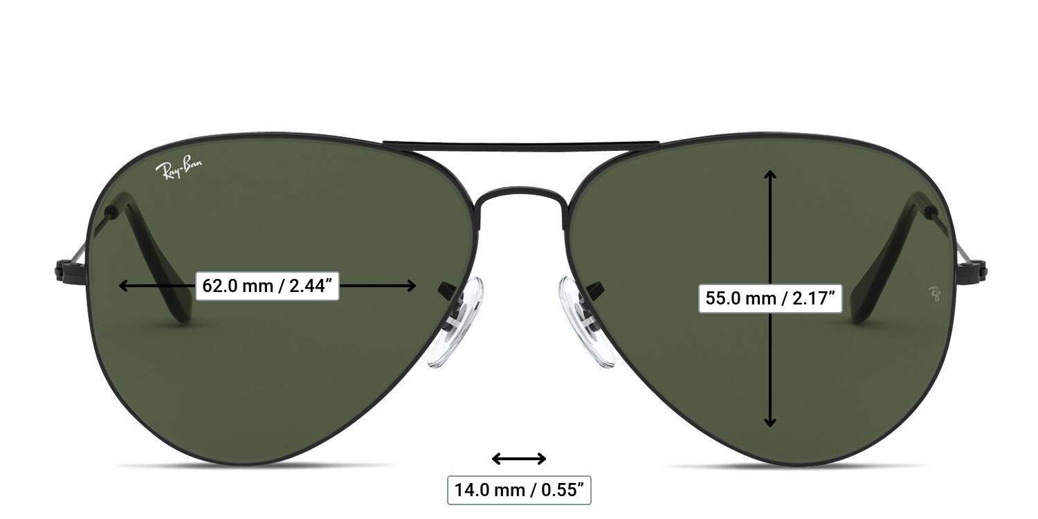 Ray-Ban RB3026 Aviator Large Metal Black glasses - Measurements