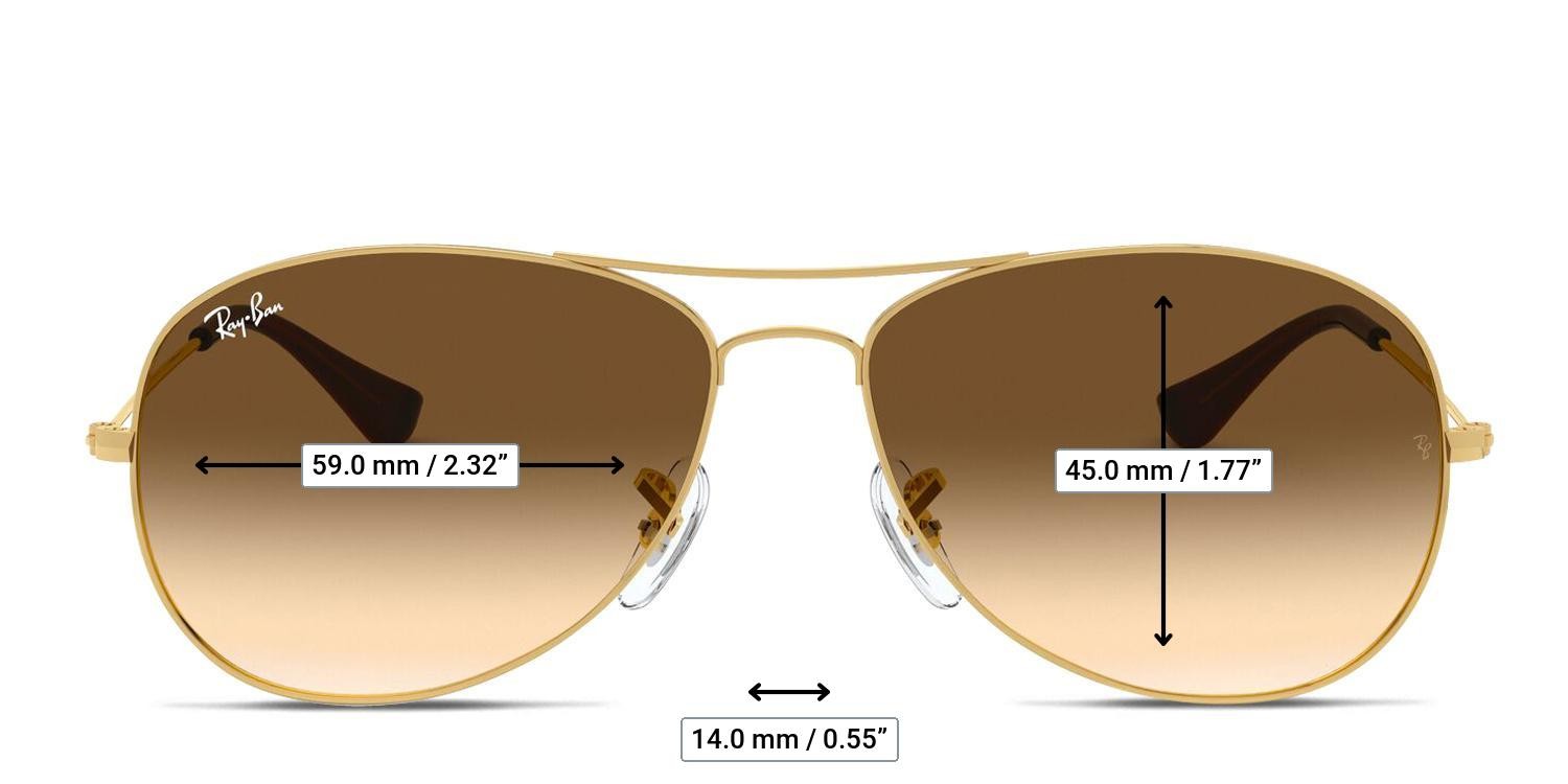 Ray-Ban 3362 Cockpit Gold, Brown glasses - Measurements