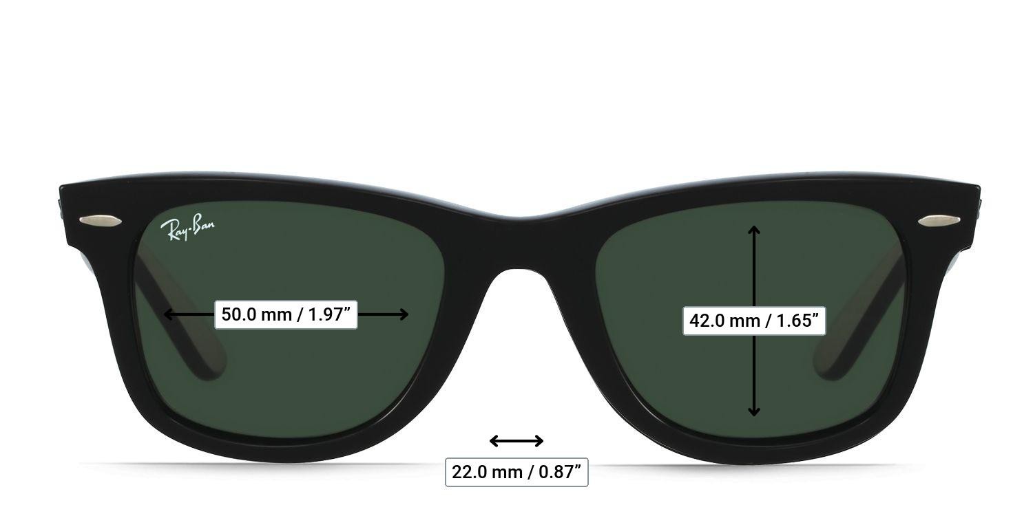 Ray-Ban RB2140 Wayfarer Shiny Black glasses - Measurements