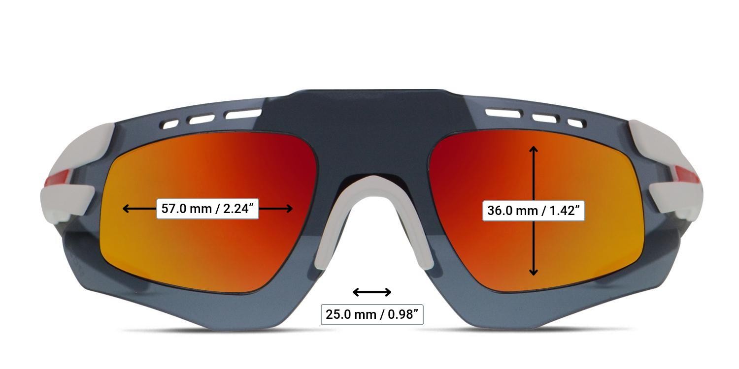 Progear Sprinter S-1284 Gray, Clear, White, Red glasses - Measurements