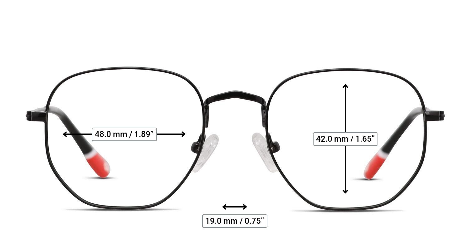 Olos Everclear Kids Black glasses - Measurements