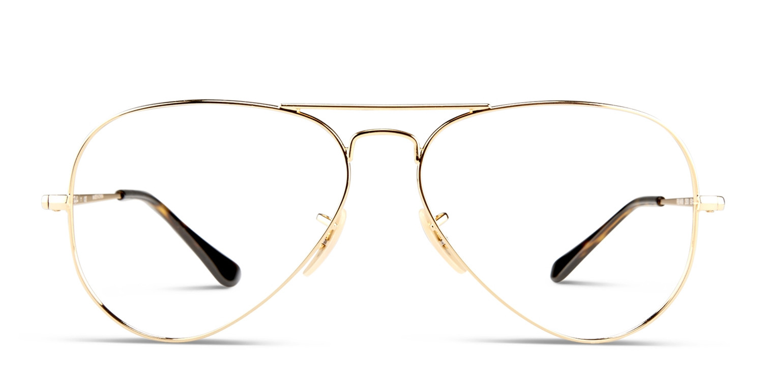 Ray-Ban RX6489 Aviator Gold glasses - Gold - Frontal View