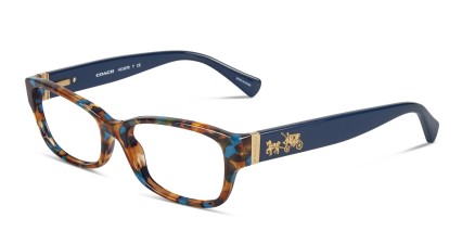 Coach HC6078 Teal Tortoise glasses - Blue / Tortoise - Angle View