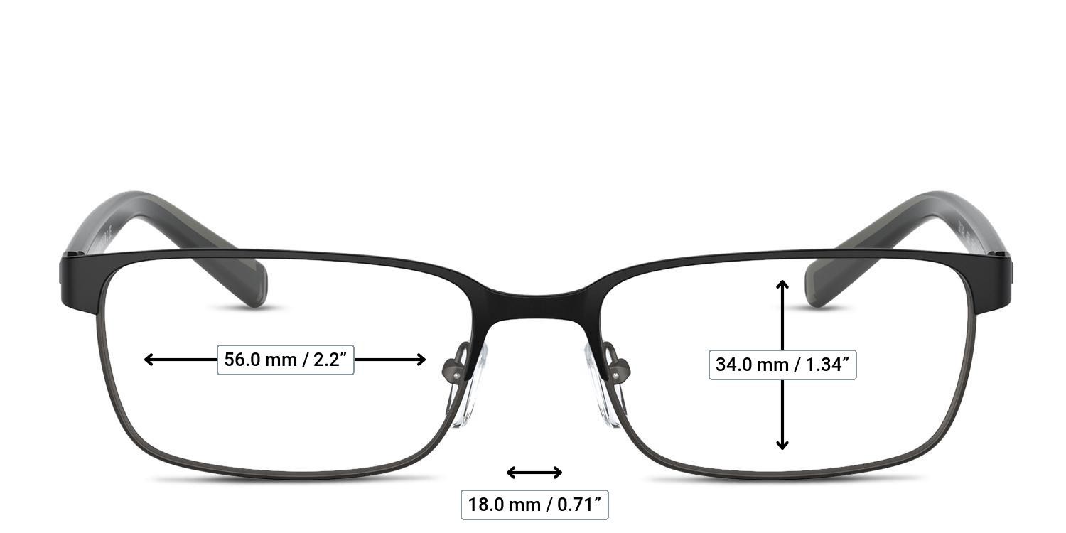 Armani Exchange AX1042 Matte Black, Gunmetal glasses - Measurements