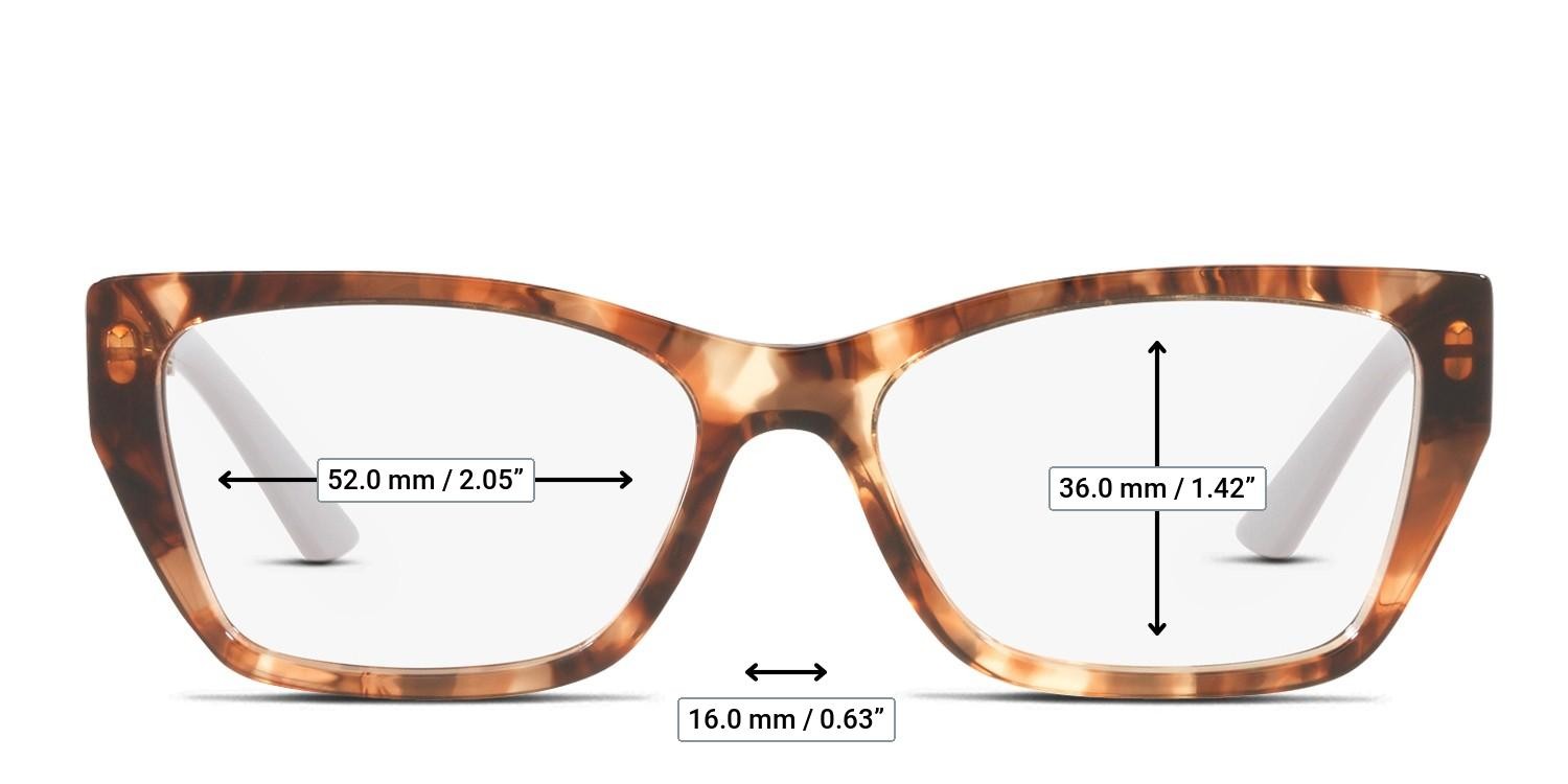 Prada PR11YV Gold, Tortoise glasses - Measurements