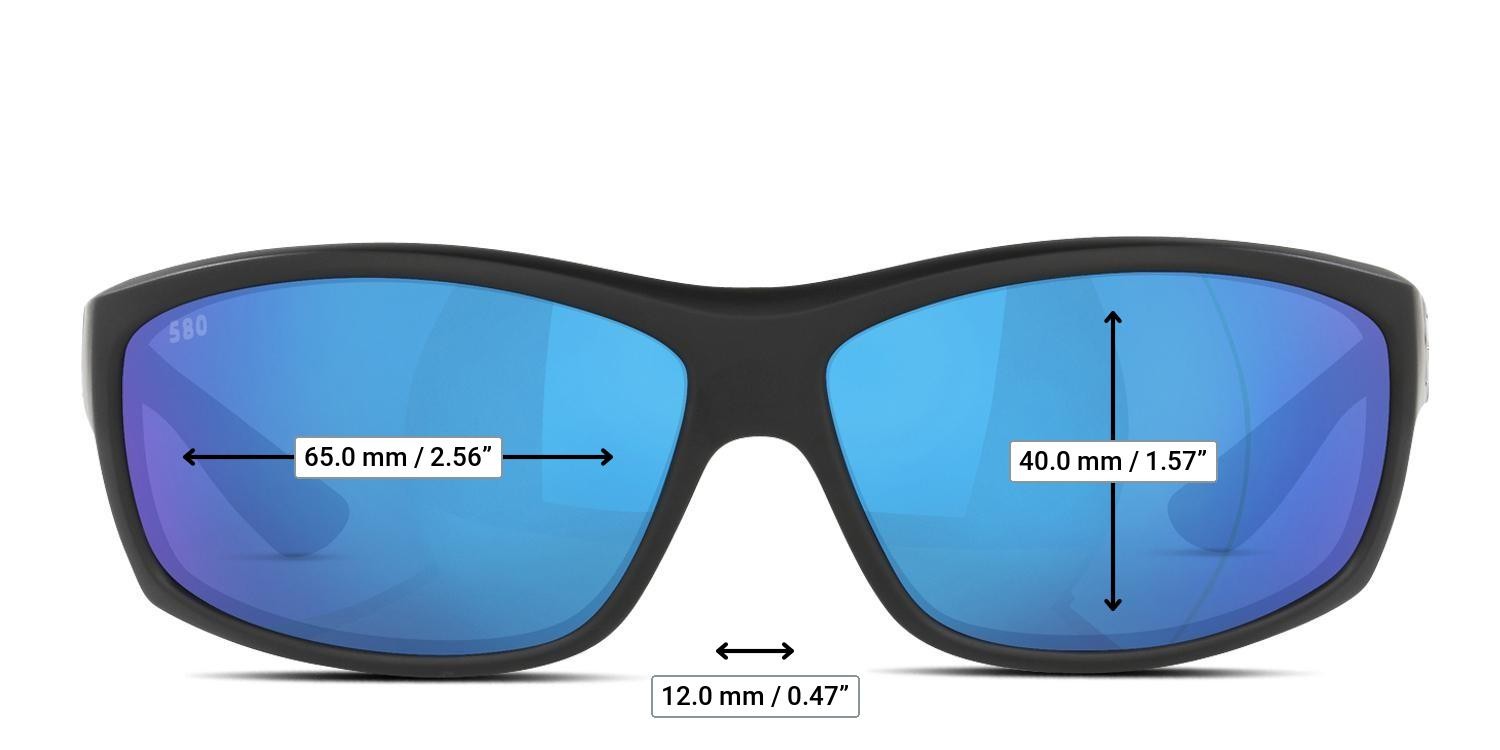 Costa Del Mar 6S9020 Saltbreak Matte Black, Blue glasses - Measurements