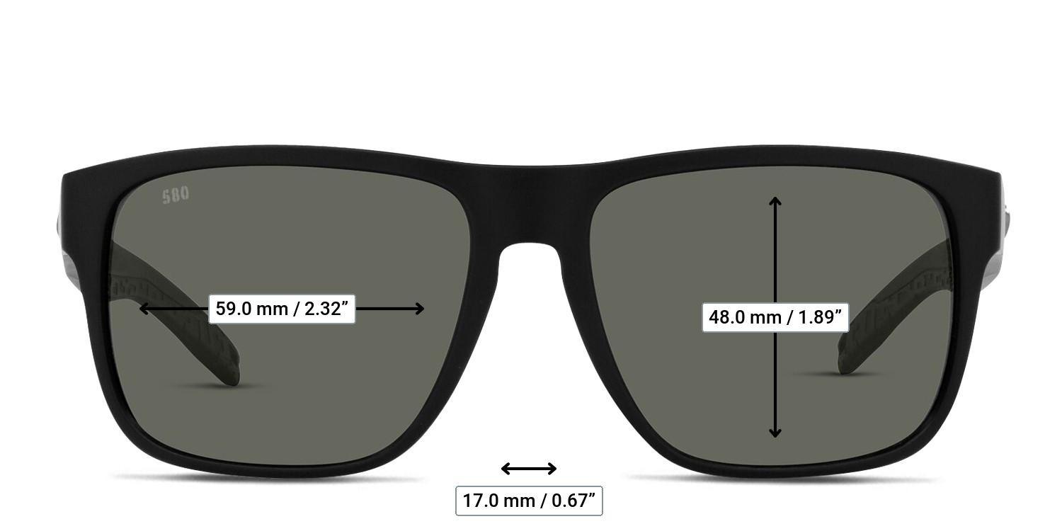 Costa Del Mar 6S9013 Spearo Xl Black , Gray glasses - Measurements
