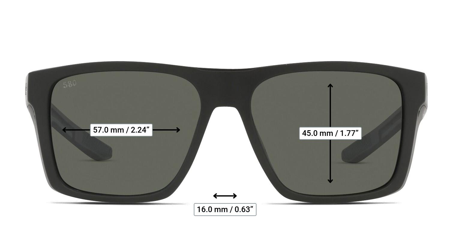 Costa Del Mar 6S9104 Lido Black , Gray glasses - Measurements