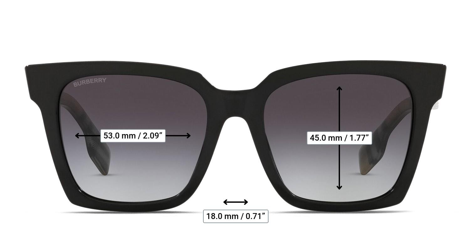 Burberry BE4335 Maple Black , Gray glasses - Measurements