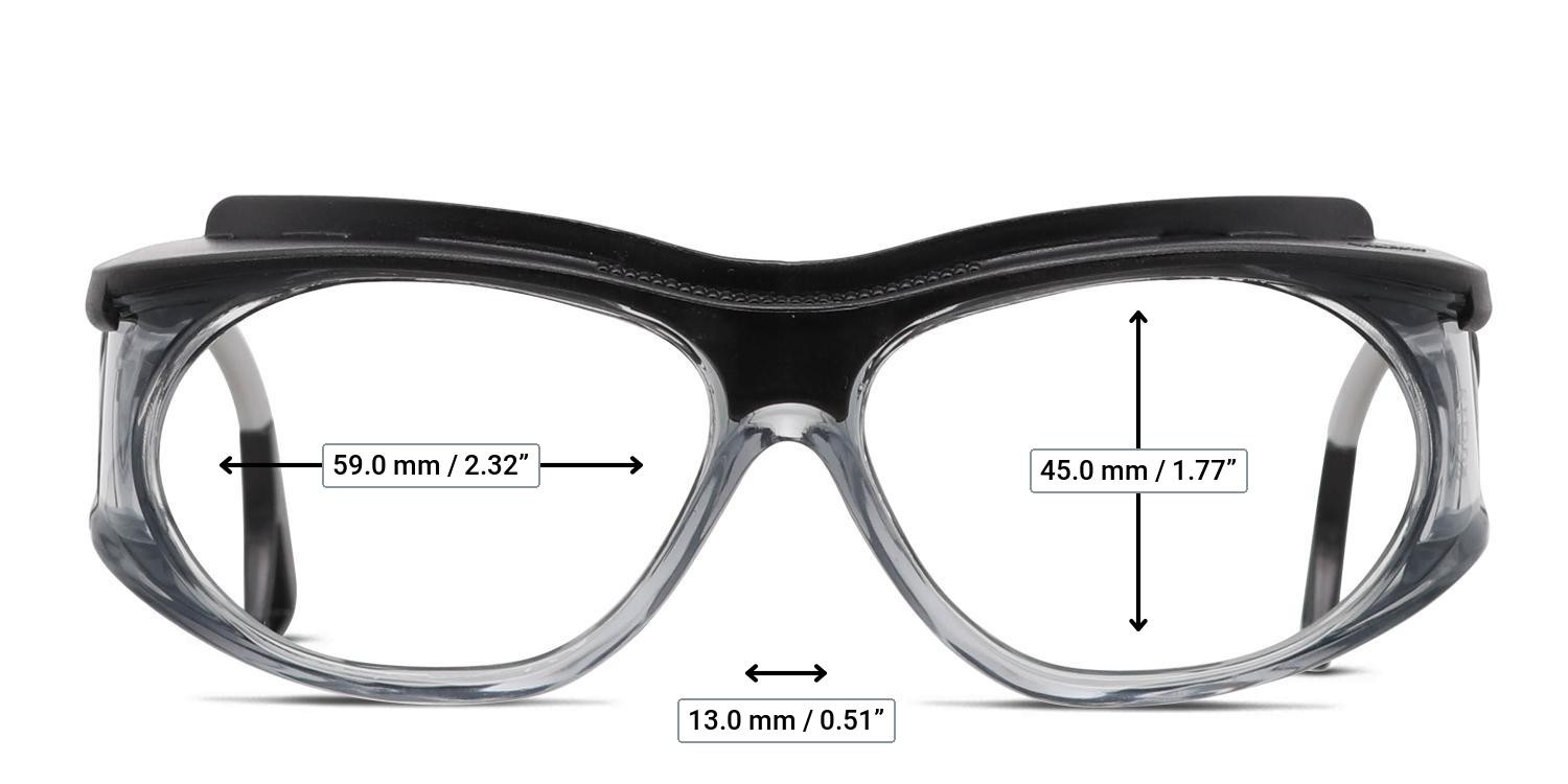 Pentax Eagle Black, Gray, Clear glasses - Measurements