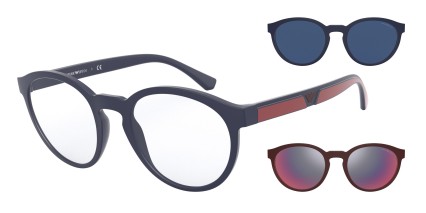 Emporio Armani EA4152 w/Clip-On Blue glasses - Blue - Angle View