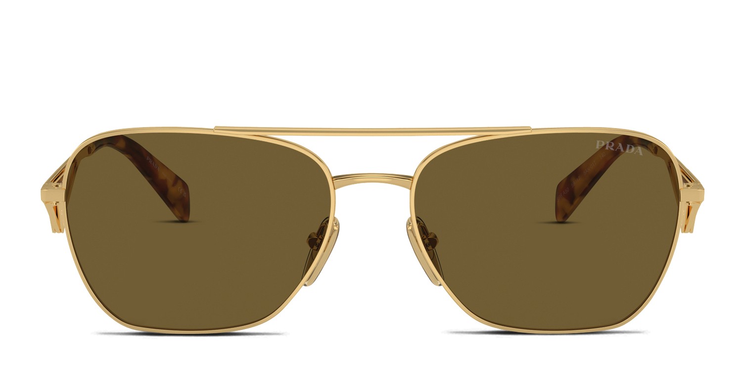 Prada PRA50S Gold, Brown glasses - Gold / Brown - Frontal View
