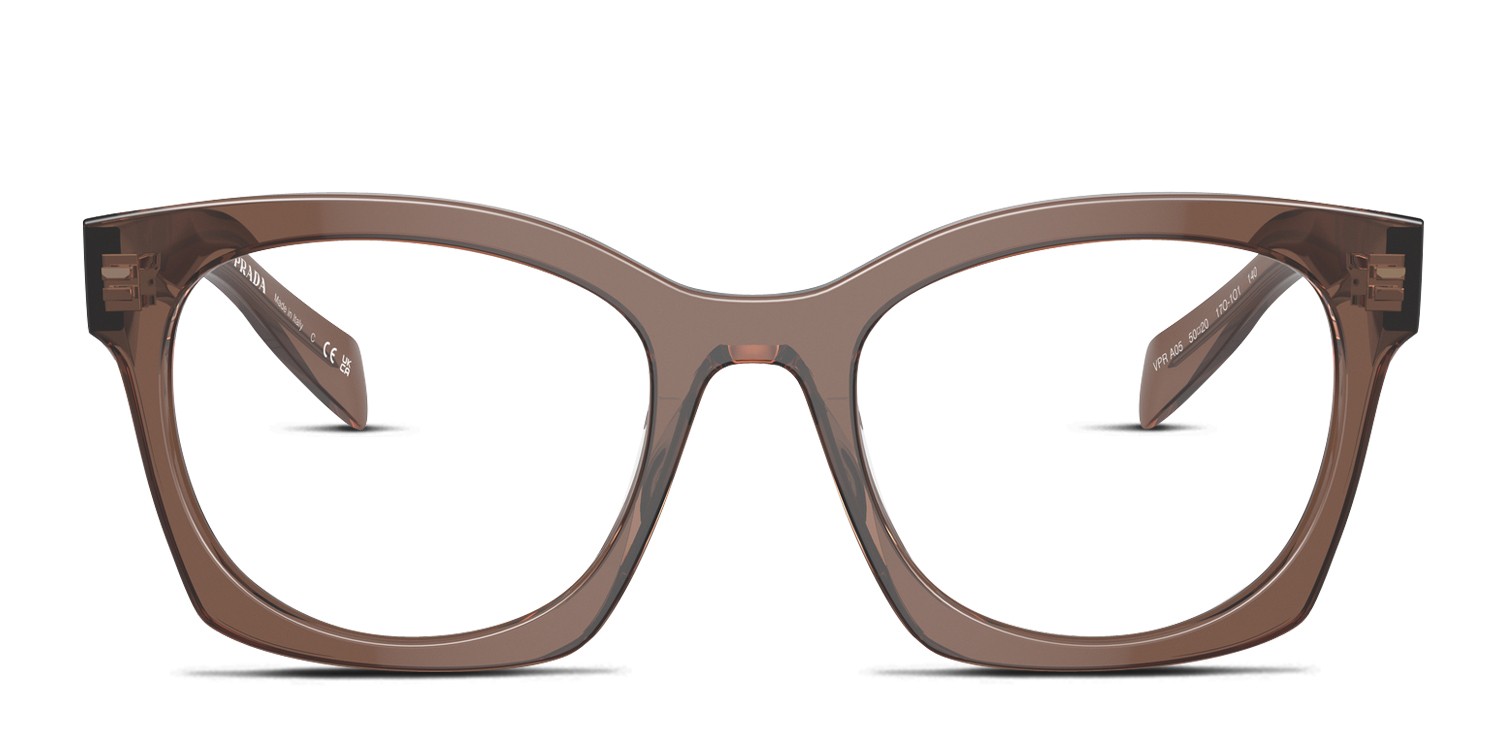 Prada PRA05V Clear, Brown glasses - Brown / Clear - Frontal View
