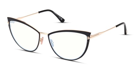 Tom Ford TF5877-B Black, Gold glasses - Black / Gold - Angle View