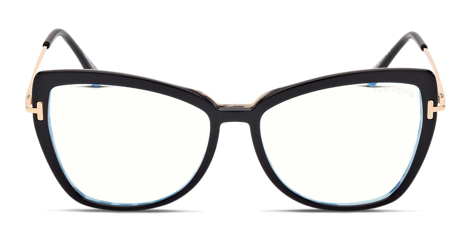 Tom Ford TF5882-B Shiny Black, Gold glasses - Shiny Black / Gold - Frontal View